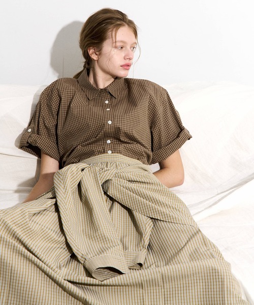 LE CIEL BLEU(ルシェルブルー)の「チェックレイヤードルックスカート / Checked Layered-Look Skirt(スカート・レディース・ベージュ/グレー・34/36/38)」の9枚目の写真