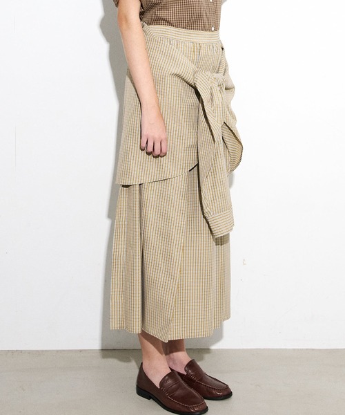 LE CIEL BLEU(ルシェルブルー)の「チェックレイヤードルックスカート / Checked Layered-Look Skirt(スカート・レディース・ベージュ/グレー・34/36/38)」の16枚目の写真