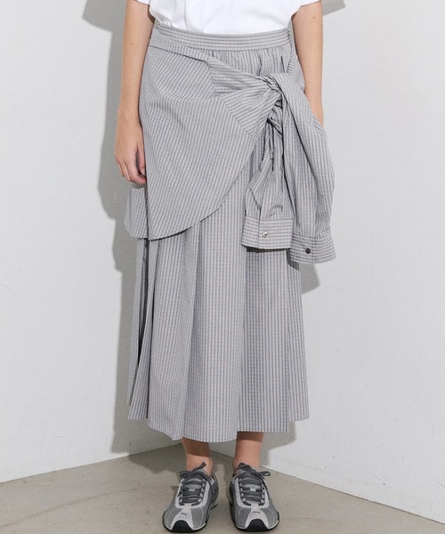 LE CIEL BLEU(ルシェルブルー)の「チェックレイヤードルックスカート / Checked Layered-Look Skirt(スカート・レディース・ベージュ/グレー・34/36/38)」の3枚目の写真