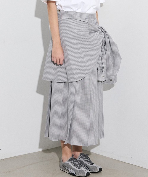 LE CIEL BLEU(ルシェルブルー)の「チェックレイヤードルックスカート / Checked Layered-Look Skirt(スカート・レディース・ベージュ/グレー・34/36/38)」の5枚目の写真