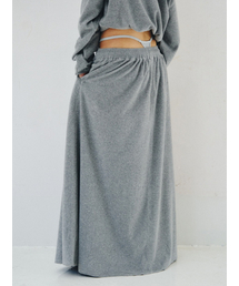 TERRY MAXI SKIRT, GRAY