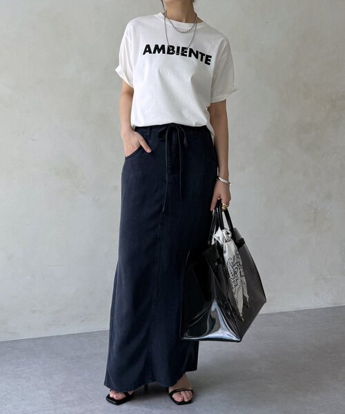 DouDou(ドゥドゥ)の「AMBIENTEロゴTEE(Tシャツ/カットソー・レディース・グレイッシュベージュ/オフホワイト/チャコールグレー・FREE)」の5枚目の写真