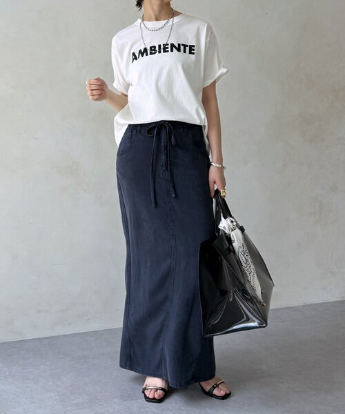 DouDou(ドゥドゥ)の「AMBIENTEロゴTEE(Tシャツ/カットソー・レディース・グレイッシュベージュ/オフホワイト/チャコールグレー・FREE)」の7枚目の写真