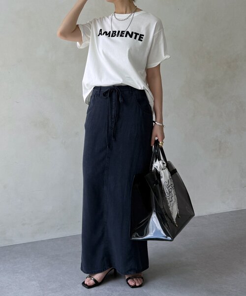 DouDou(ドゥドゥ)の「AMBIENTEロゴTEE(Tシャツ/カットソー・レディース・グレイッシュベージュ/オフホワイト/チャコールグレー・FREE)」の8枚目の写真