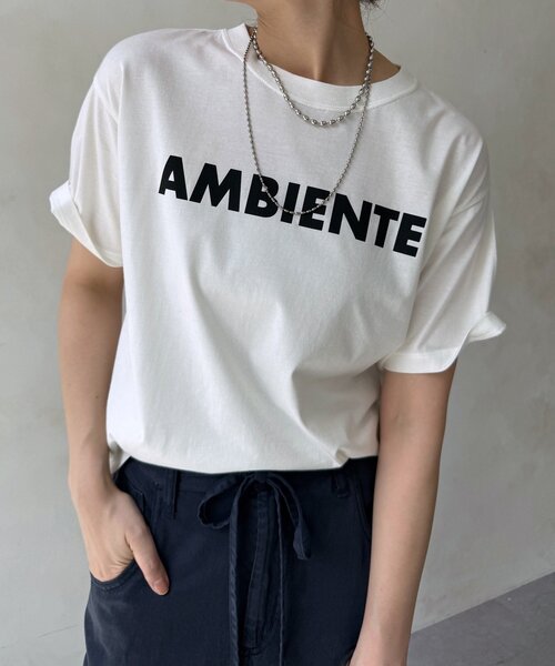 DouDou(ドゥドゥ)の「AMBIENTEロゴTEE(Tシャツ/カットソー・レディース・グレイッシュベージュ/オフホワイト/チャコールグレー・FREE)」の9枚目の写真