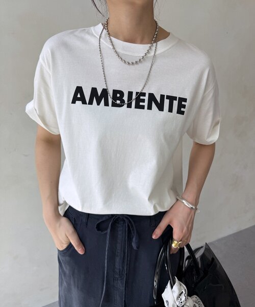 DouDou(ドゥドゥ)の「AMBIENTEロゴTEE(Tシャツ/カットソー・レディース・グレイッシュベージュ/オフホワイト/チャコールグレー・FREE)」の10枚目の写真