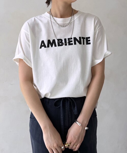 DouDou(ドゥドゥ)の「AMBIENTEロゴTEE(Tシャツ/カットソー・レディース・グレイッシュベージュ/オフホワイト/チャコールグレー・FREE)」の12枚目の写真