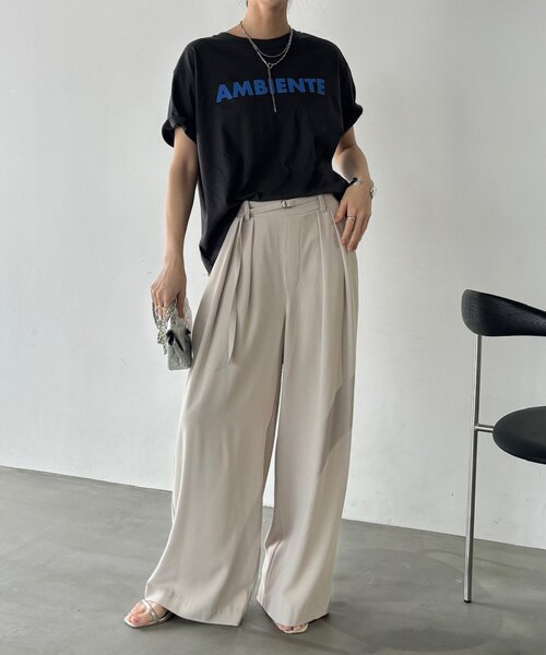 DouDou(ドゥドゥ)の「AMBIENTEロゴTEE(Tシャツ/カットソー・レディース・グレイッシュベージュ/オフホワイト/チャコールグレー・FREE)」の15枚目の写真