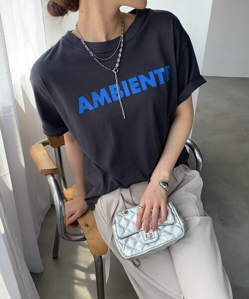 DouDou(ドゥドゥ)の「AMBIENTEロゴTEE(Tシャツ/カットソー・レディース・グレイッシュベージュ/オフホワイト/チャコールグレー・FREE)」の20枚目の写真