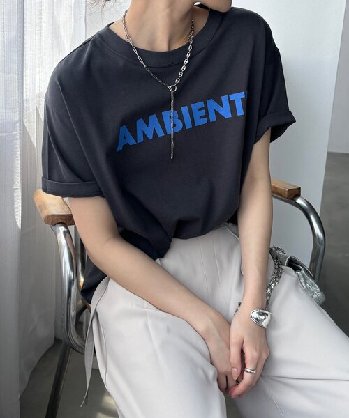 DouDou(ドゥドゥ)の「AMBIENTEロゴTEE(Tシャツ/カットソー・レディース・グレイッシュベージュ/オフホワイト/チャコールグレー・FREE)」の22枚目の写真