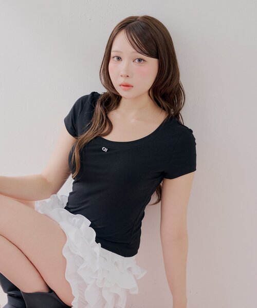 Chico(チコ)の「ロゴプレートチビT(Tシャツ/カットソー・レディース・ホワイト系その他2/ホワイト/ブラック・FREE)」の10枚目の写真