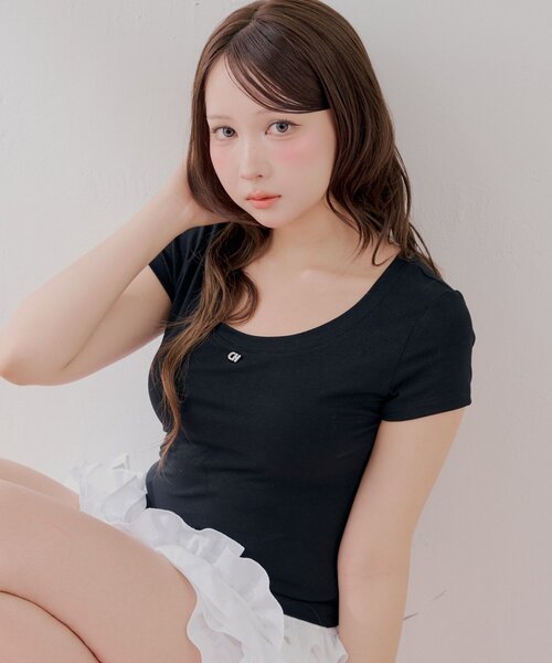 Chico(チコ)の「ロゴプレートチビT(Tシャツ/カットソー・レディース・ホワイト系その他2/ホワイト/ブラック・FREE)」の9枚目の写真