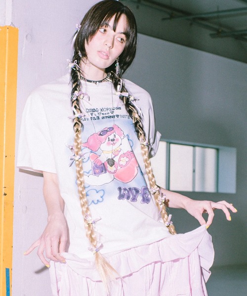 Little sunny bite(リトルサニーバイト)の「littlesunnybite/リトルサニーバイト/anna hopman doggy big tee(Tシャツ/カットソー・レディース・ピンク/ホワイト/ブラック・M/S)」の1枚目の写真