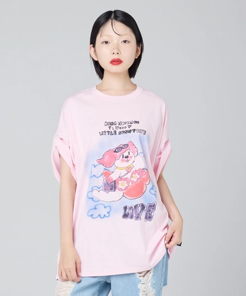 Little sunny bite(リトルサニーバイト)の「littlesunnybite/リトルサニーバイト/anna hopman doggy big tee(Tシャツ/カットソー・レディース・ピンク/ホワイト/ブラック・M/S)」の3枚目の写真