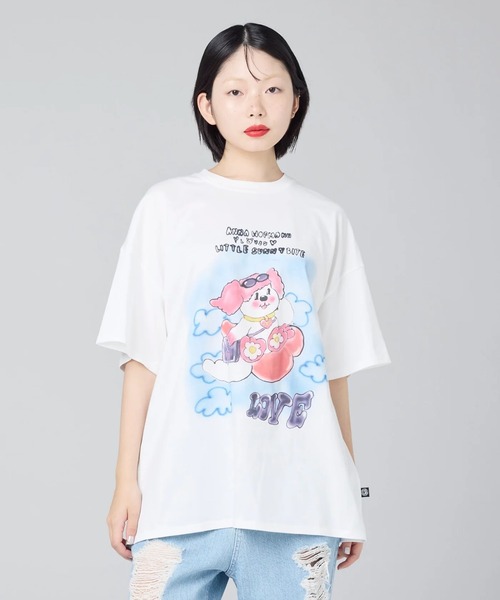 Little sunny bite(リトルサニーバイト)の「littlesunnybite/リトルサニーバイト/anna hopman doggy big tee(Tシャツ/カットソー・レディース・ピンク/ホワイト/ブラック・M/S)」の7枚目の写真