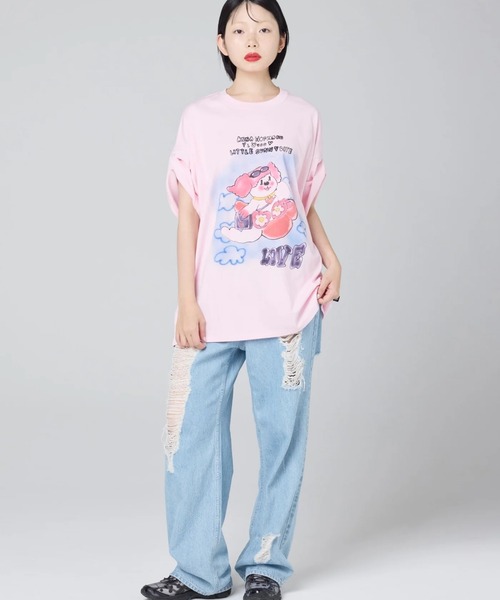 Little sunny bite(リトルサニーバイト)の「littlesunnybite/リトルサニーバイト/anna hopman doggy big tee(Tシャツ/カットソー・レディース・ピンク/ホワイト/ブラック・M/S)」の11枚目の写真