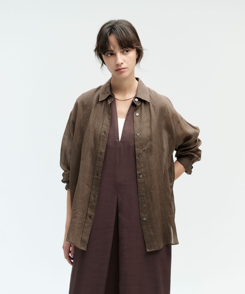 N.O.R.C(ノーク)の「ラミーシアー2WAYシャツ(シャツ/ブラウス・レディース・ホワイト/サックスブルー/ネイビー/ブラウン/ピンク・フリー)」の3枚目の写真