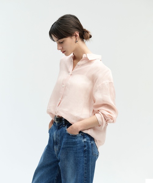 N.O.R.C(ノーク)の「ラミーシアー2WAYシャツ(シャツ/ブラウス・レディース・ホワイト/サックスブルー/ネイビー/ブラウン/ピンク・フリー)」の5枚目の写真