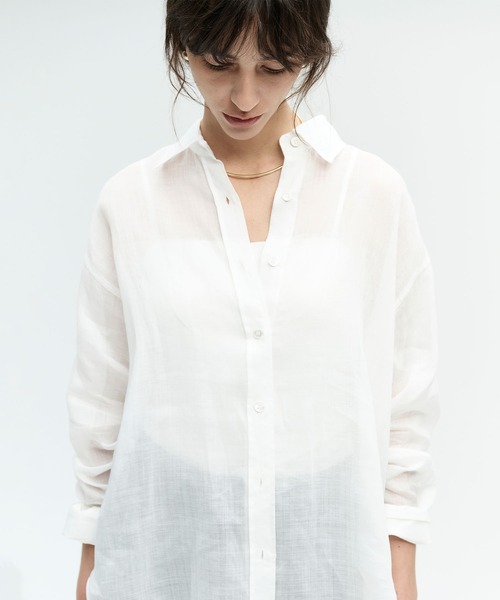 N.O.R.C(ノーク)の「ラミーシアー2WAYシャツ(シャツ/ブラウス・レディース・ホワイト/サックスブルー/ネイビー/ブラウン/ピンク・フリー)」の9枚目の写真