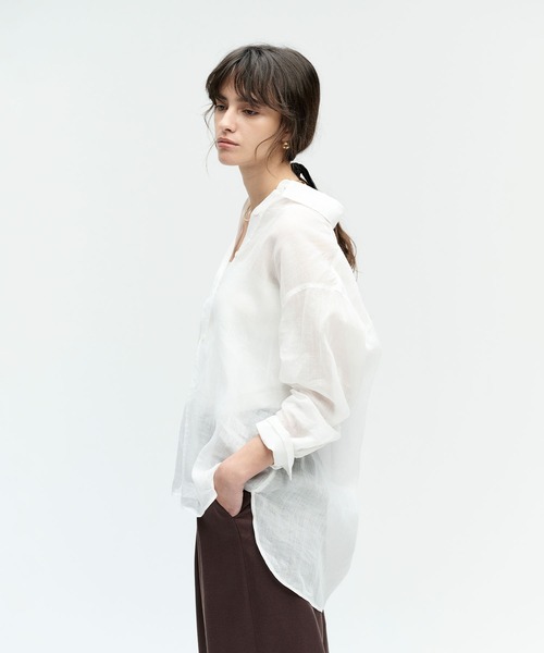 N.O.R.C(ノーク)の「ラミーシアー2WAYシャツ(シャツ/ブラウス・レディース・ホワイト/サックスブルー/ネイビー/ブラウン/ピンク・フリー)」の12枚目の写真