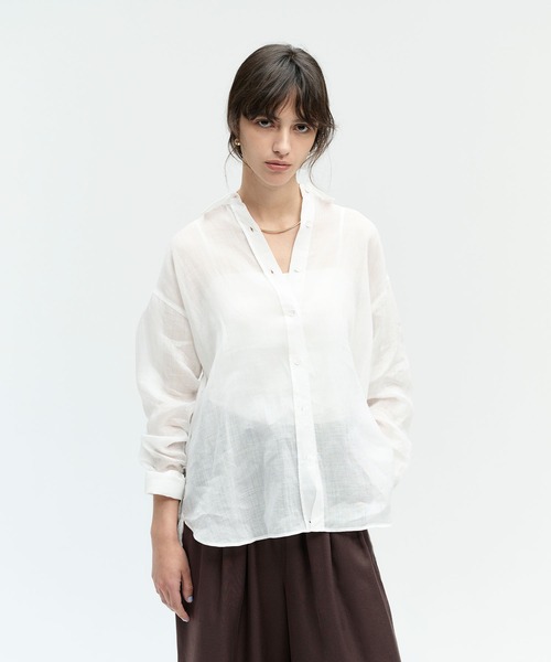 N.O.R.C(ノーク)の「ラミーシアー2WAYシャツ(シャツ/ブラウス・レディース・ホワイト/サックスブルー/ネイビー/ブラウン/ピンク・フリー)」の15枚目の写真