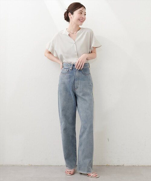 natural couture(ナチュラルクチュール)の「【sherbet line】麻調合繊フリル袖ブラウス(シャツ/ブラウス・レディース・ライトベージュ/ミント/ライトグレー/ブラック/サックスブルー/チャコールグレー/モカ・FREE)」の19枚目の写真