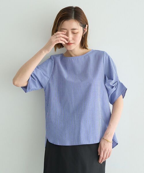 YECCA VECCA(イェッカヴェッカ)の「パールタックスリーブブラウス(シャツ/ブラウス・レディース・チェック/ストライプ/オフホワイト・FREE)」の7枚目の写真