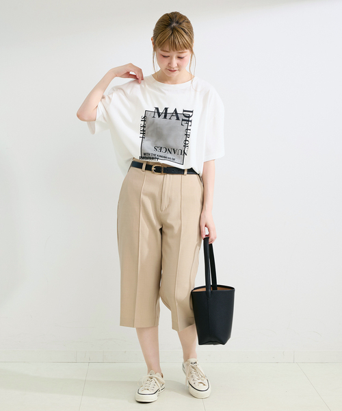 B.C STOCK（ベーセーストック）の「手洗い可 / オーガンジープリントロゴTEE（Tシャツ/カットソー・レディース・アイボリー/ブラウン/チャコールグレー・FREE）」の10枚目の写真