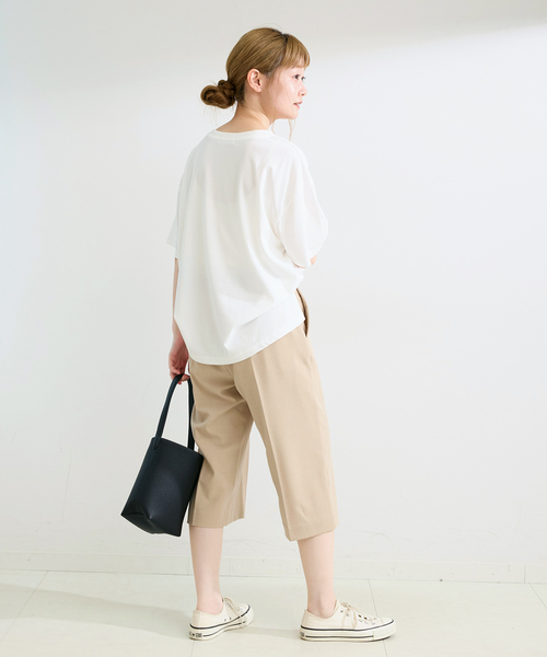 B.C STOCK（ベーセーストック）の「手洗い可 / オーガンジープリントロゴTEE（Tシャツ/カットソー・レディース・アイボリー/ブラウン/チャコールグレー・FREE）」の12枚目の写真