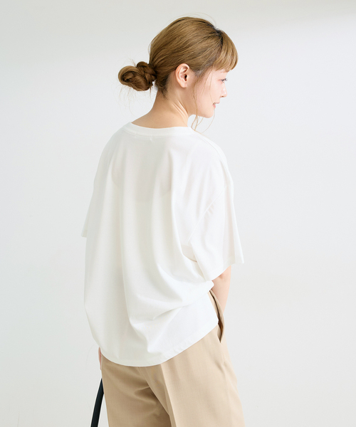 B.C STOCK（ベーセーストック）の「手洗い可 / オーガンジープリントロゴTEE（Tシャツ/カットソー・レディース・アイボリー/ブラウン/チャコールグレー・FREE）」の17枚目の写真