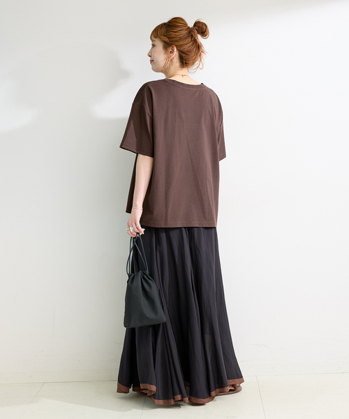 B.C STOCK（ベーセーストック）の「手洗い可 / オーガンジープリントロゴTEE（Tシャツ/カットソー・レディース・アイボリー/ブラウン/チャコールグレー・FREE）」の21枚目の写真
