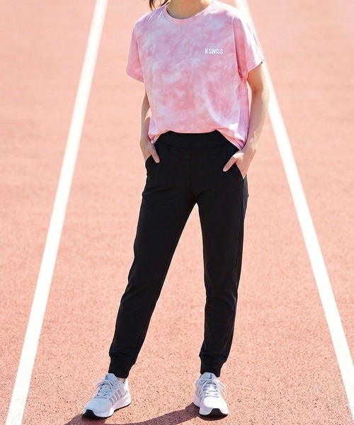 K-SWISS(ケースイス)の「【K-SWISS/ケースイス】KB652 レディース タイダイ柄ドルマンスリーブTシャツ/3色展開|グレー パープル ピンク ゆったり 大人カジュアル スポーティ 夏(Tシャツ/カットソー・レディース・ピンク/パープル/グレー・MEDIUM/X-LARGE/LARGE)」の11枚目の写真