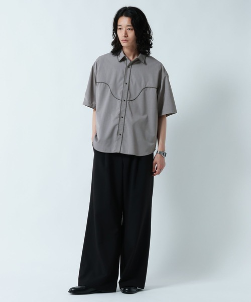 RAGEBLUE(レイジブルー)の「WESTERN PIPING SHORT SILHOUETTE SHIRT/パイピングウエスタンシャツ(シャツ/ブラウス・メンズ・ブラック/グレー・LARGE/MEDIUM)」の5枚目の写真