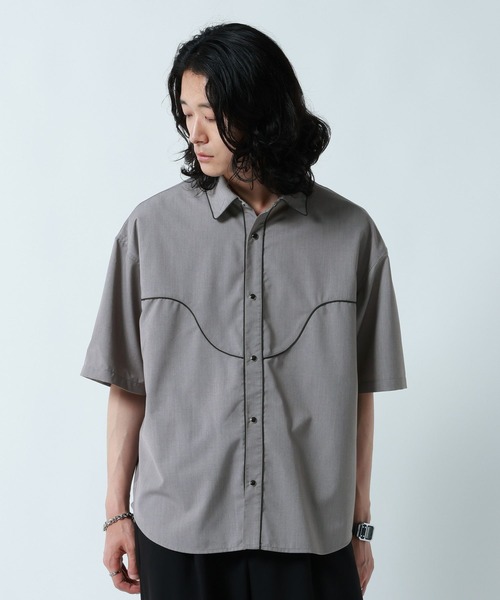 RAGEBLUE(レイジブルー)の「WESTERN PIPING SHORT SILHOUETTE SHIRT/パイピングウエスタンシャツ(シャツ/ブラウス・メンズ・ブラック/グレー・LARGE/MEDIUM)」の7枚目の写真