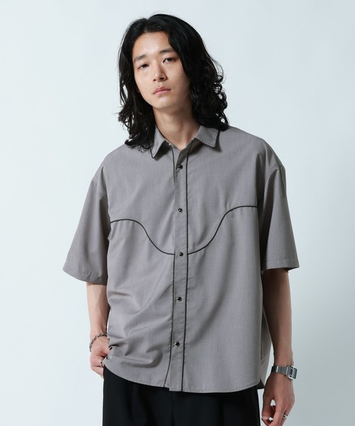 RAGEBLUE(レイジブルー)の「WESTERN PIPING SHORT SILHOUETTE SHIRT/パイピングウエスタンシャツ(シャツ/ブラウス・メンズ・ブラック/グレー・LARGE/MEDIUM)」の8枚目の写真