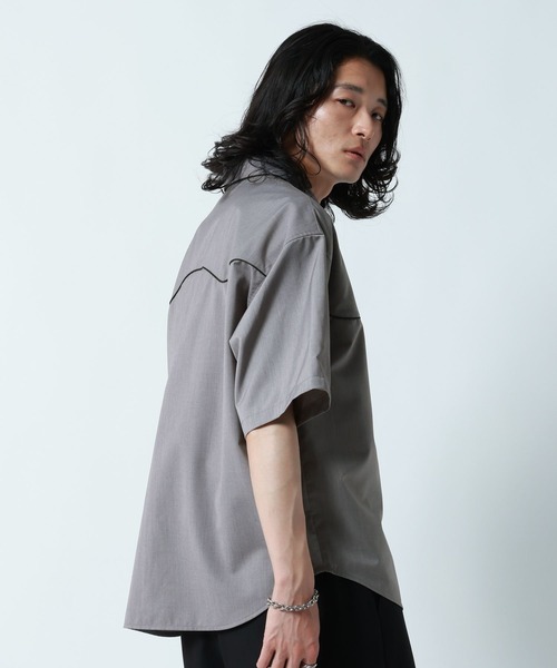 RAGEBLUE(レイジブルー)の「WESTERN PIPING SHORT SILHOUETTE SHIRT/パイピングウエスタンシャツ(シャツ/ブラウス・メンズ・ブラック/グレー・LARGE/MEDIUM)」の9枚目の写真