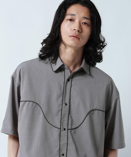 RAGEBLUE(レイジブルー)の「WESTERN PIPING SHORT SILHOUETTE SHIRT/パイピングウエスタンシャツ(シャツ/ブラウス・メンズ・ブラック/グレー・LARGE/MEDIUM)」の10枚目の写真