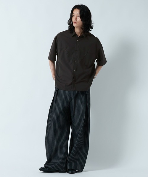 RAGEBLUE(レイジブルー)の「WESTERN PIPING SHORT SILHOUETTE SHIRT/パイピングウエスタンシャツ(シャツ/ブラウス・メンズ・ブラック/グレー・LARGE/MEDIUM)」の12枚目の写真