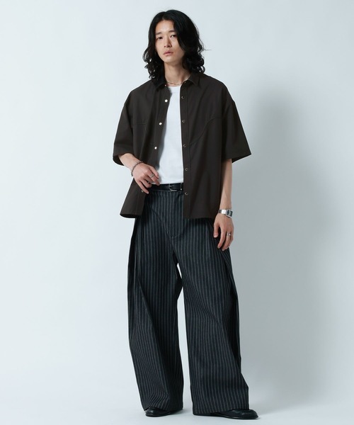 RAGEBLUE(レイジブルー)の「WESTERN PIPING SHORT SILHOUETTE SHIRT/パイピングウエスタンシャツ(シャツ/ブラウス・メンズ・ブラック/グレー・LARGE/MEDIUM)」の13枚目の写真