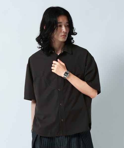 RAGEBLUE(レイジブルー)の「WESTERN PIPING SHORT SILHOUETTE SHIRT/パイピングウエスタンシャツ(シャツ/ブラウス・メンズ・ブラック/グレー・LARGE/MEDIUM)」の16枚目の写真