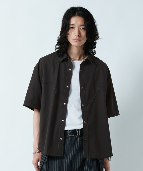 RAGEBLUE(レイジブルー)の「WESTERN PIPING SHORT SILHOUETTE SHIRT/パイピングウエスタンシャツ(シャツ/ブラウス・メンズ・ブラック/グレー・LARGE/MEDIUM)」の17枚目の写真
