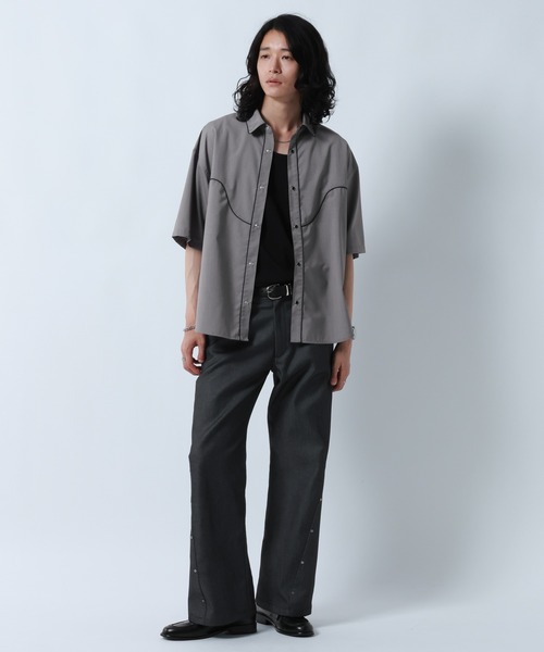 RAGEBLUE(レイジブルー)の「WESTERN PIPING SHORT SILHOUETTE SHIRT/パイピングウエスタンシャツ(シャツ/ブラウス・メンズ・ブラック/グレー・LARGE/MEDIUM)」の21枚目の写真