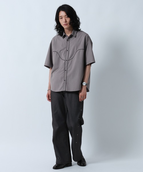 RAGEBLUE(レイジブルー)の「WESTERN PIPING SHORT SILHOUETTE SHIRT/パイピングウエスタンシャツ(シャツ/ブラウス・メンズ・ブラック/グレー・LARGE/MEDIUM)」の22枚目の写真