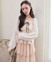 ティアードフリルロングキャミワンピース
