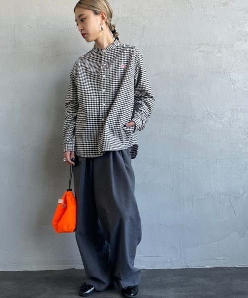 DANTON（ダントン）の「[DANTON/ダントン] バンドカラー オックスフォードシャツ(チェック・ストライプ)（シャツ/ブラウス・レディース・ブラック/ネイビー・34/36/38）」の8枚目の写真