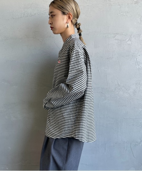 DANTON（ダントン）の「[DANTON/ダントン] バンドカラー オックスフォードシャツ(チェック・ストライプ)（シャツ/ブラウス・レディース・ブラック/ネイビー・34/36/38）」の12枚目の写真