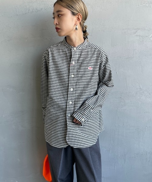 DANTON（ダントン）の「[DANTON/ダントン] バンドカラー オックスフォードシャツ(チェック・ストライプ)（シャツ/ブラウス・レディース・ブラック/ネイビー・34/36/38）」の11枚目の写真
