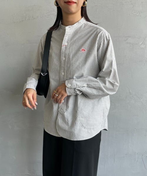 DANTON（ダントン）の「[DANTON/ダントン] バンドカラー オックスフォードシャツ(チェック・ストライプ)（シャツ/ブラウス・レディース・ブラック/ネイビー・34/36/38）」の17枚目の写真