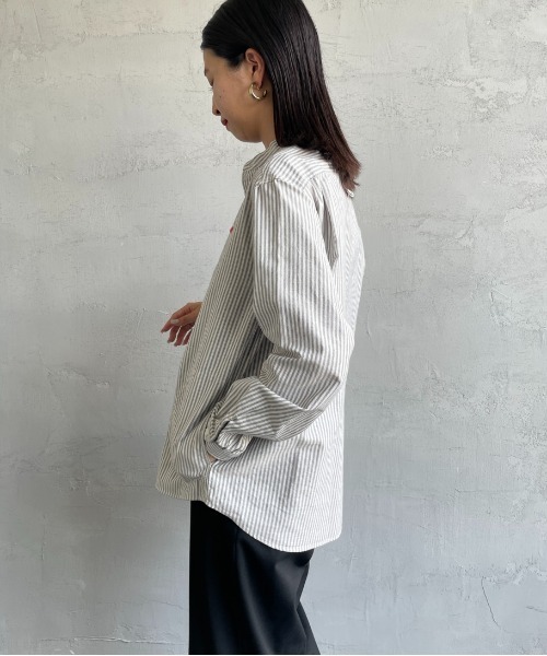 DANTON（ダントン）の「[DANTON/ダントン] バンドカラー オックスフォードシャツ(チェック・ストライプ)（シャツ/ブラウス・レディース・ブラック/ネイビー・34/36/38）」の18枚目の写真