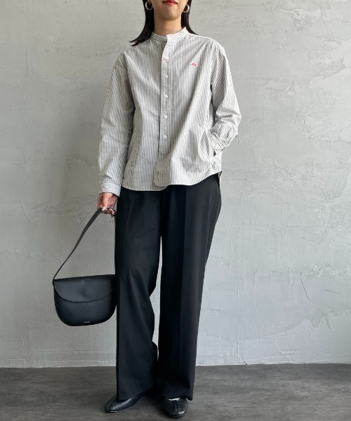 DANTON（ダントン）の「[DANTON/ダントン] バンドカラー オックスフォードシャツ(チェック・ストライプ)（シャツ/ブラウス・レディース・ブラック/ネイビー・34/36/38）」の20枚目の写真